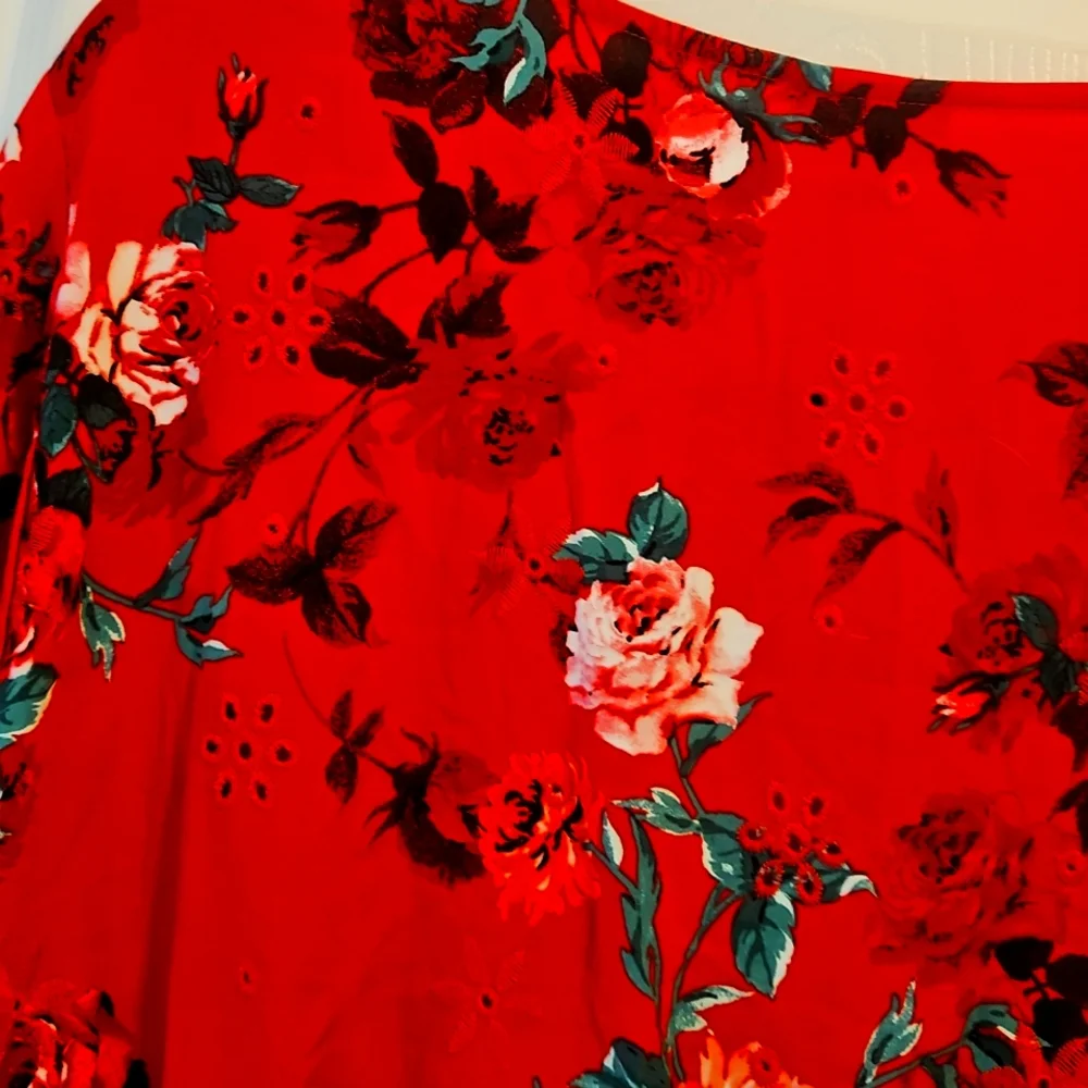 Torrid Red Floral Print Babydoll Top - Picture 8 of 8